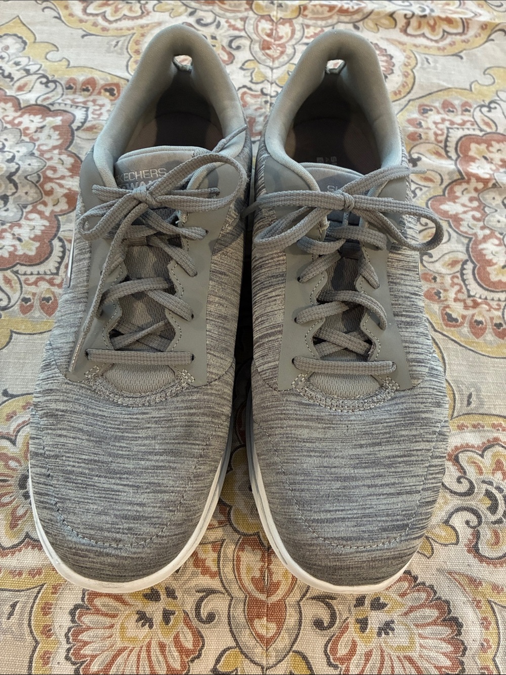 Skechers Women’s Gray Knit Lace-Up Sneakers